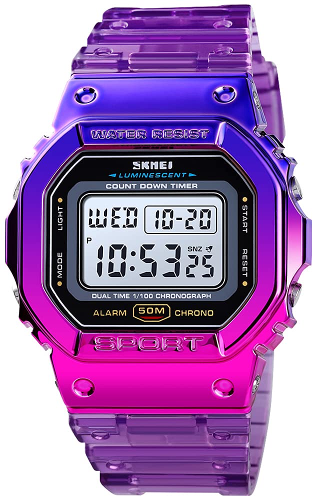 Gosasa Womens Watch Gradient Color Silicone Plating Digital - Product Imagery