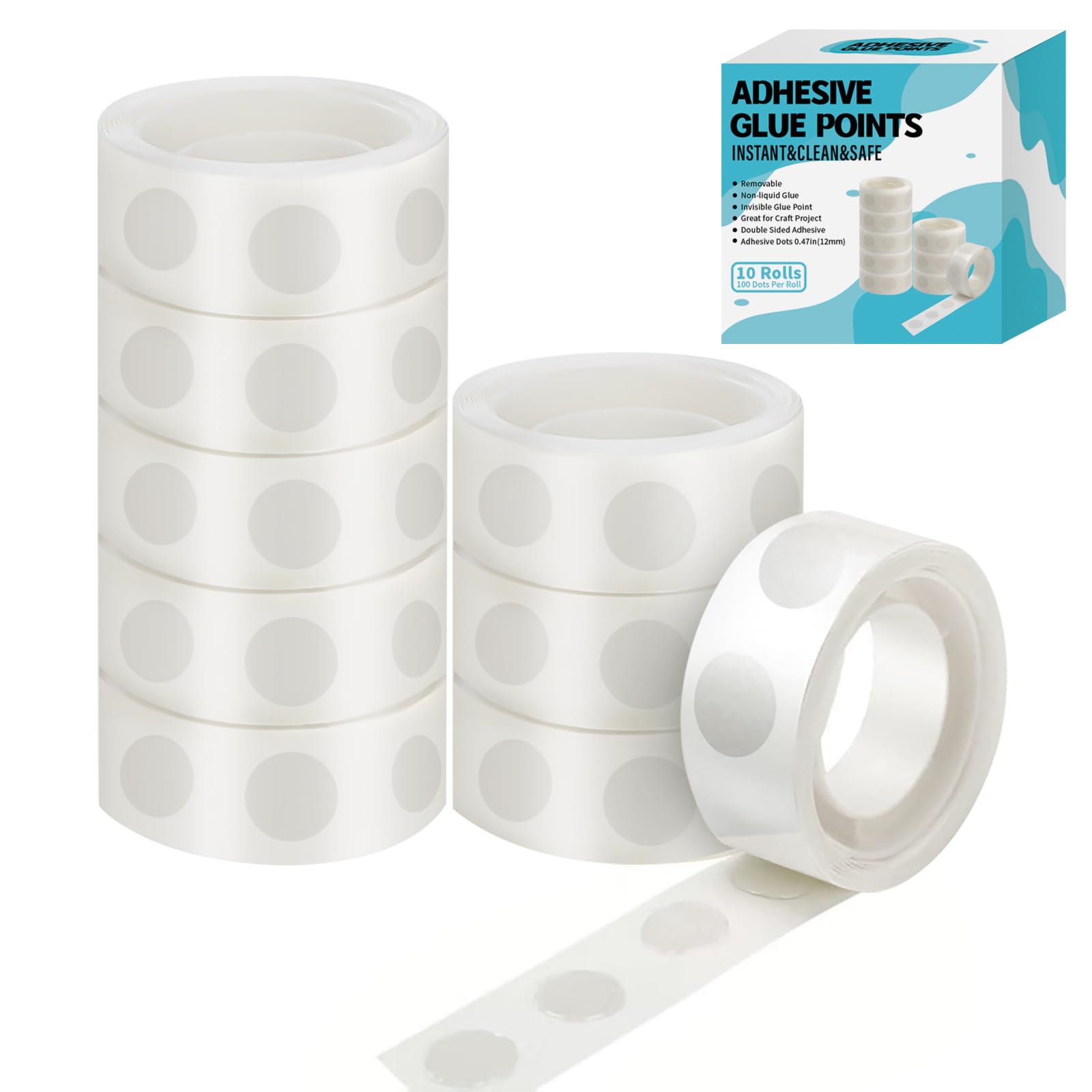 gegemaoyi 1000Pcs Clear Glue Dots Double Sided Adhesive Points - Product Imagery