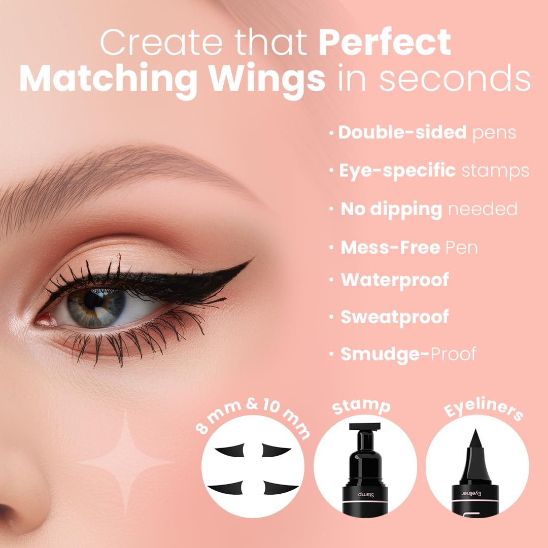 LA PURE Winged Eyeliner Stamp for Easy Cat Eye Makeup 2x, Black – 10mm - View 3