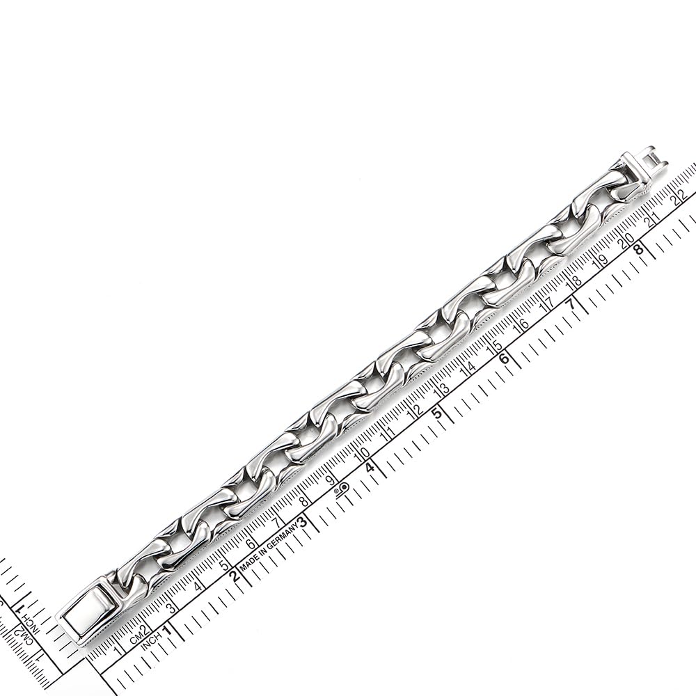 COOLSTEELANDBEYOND Men s Polished Steel Link Bracelet Modern - COOLSTEELANDBEYOND Official Imagery - 7