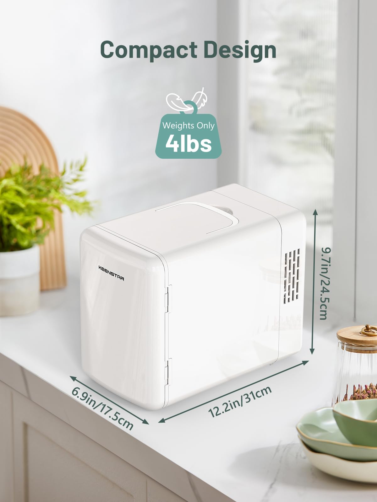 Mini Fridge 6 Liter 8 Can Small Fridge 110V AC 12V DC Cooler - KEENSTAR Official Imagery - 3