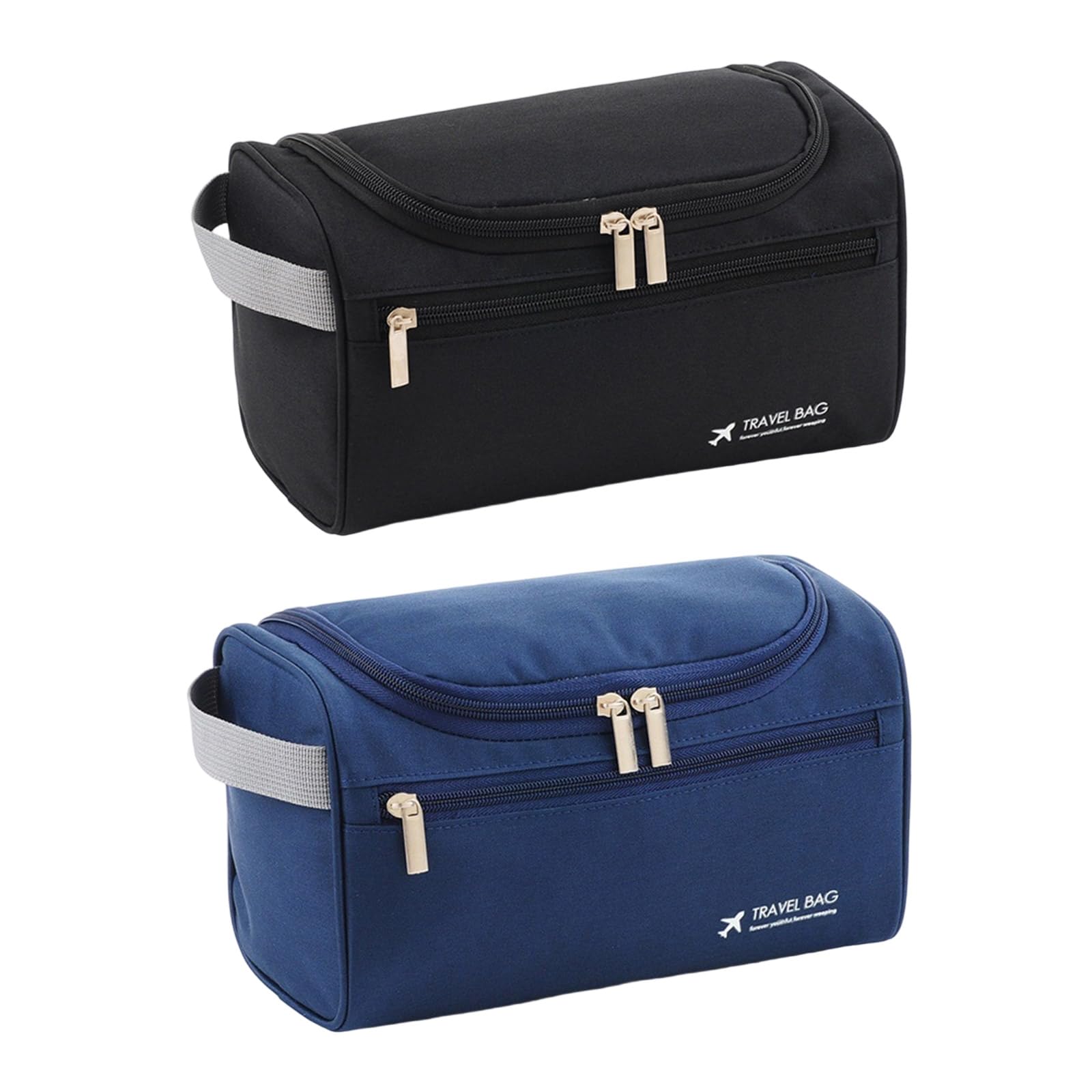 PANFHGFG 3-layer water-resistant makeup bag with hook, spacious camping toiletry storage, ideal for travel and outdoor use