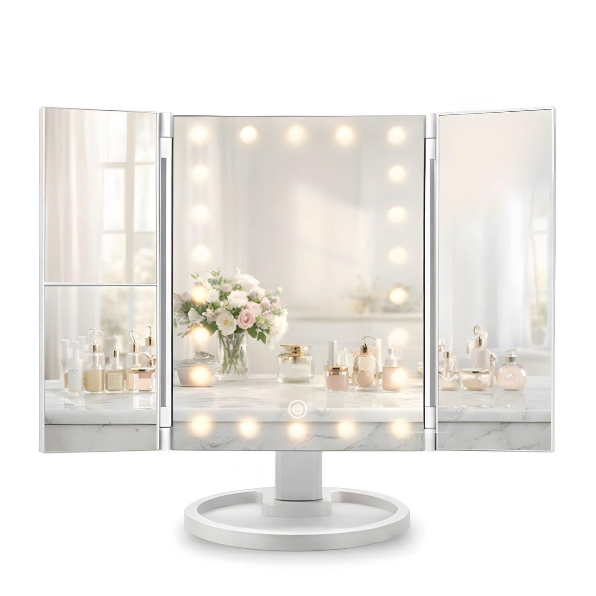 KEYFEATURES Lighted Makeup Mirror Trifold Vanity Mirror with - KEYFEATURES Official Imagery - 8