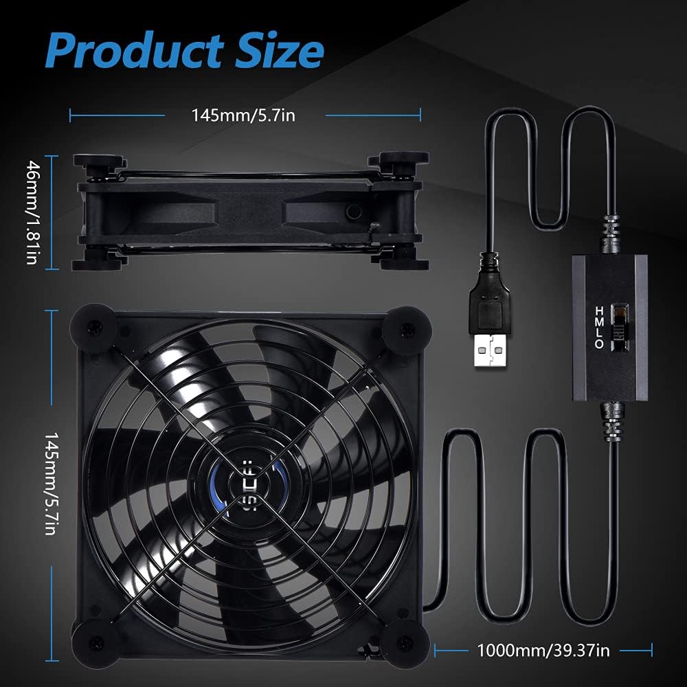 SCCCF Quiet 140mm USB 5V Portable Cooling Fan for Flat Panel TV Receiver Router - SCCCF Official Product View 3