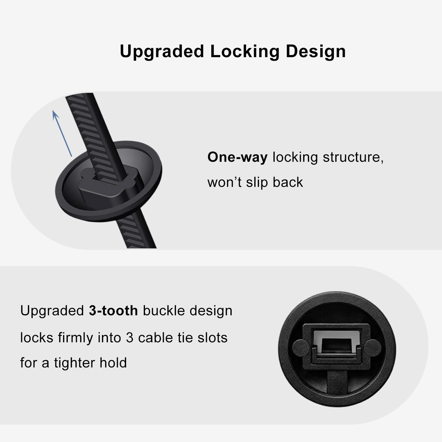 150-pack of DUMPILL nylon universal cable tie buckles and zipper clips for cars, T-style zip ties for securing cables and wires.