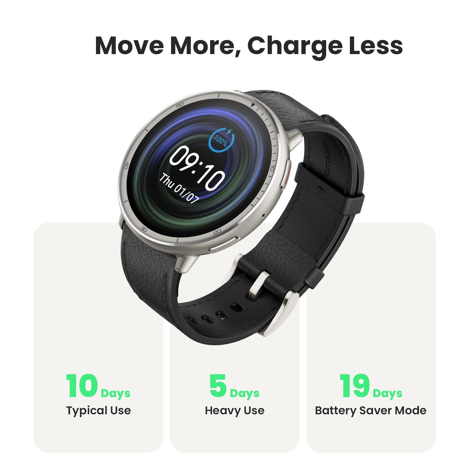Amazfit Active 2 Premium Smart Watch 1.32" Sapphire Glass, GPS, iOS/An - View 3