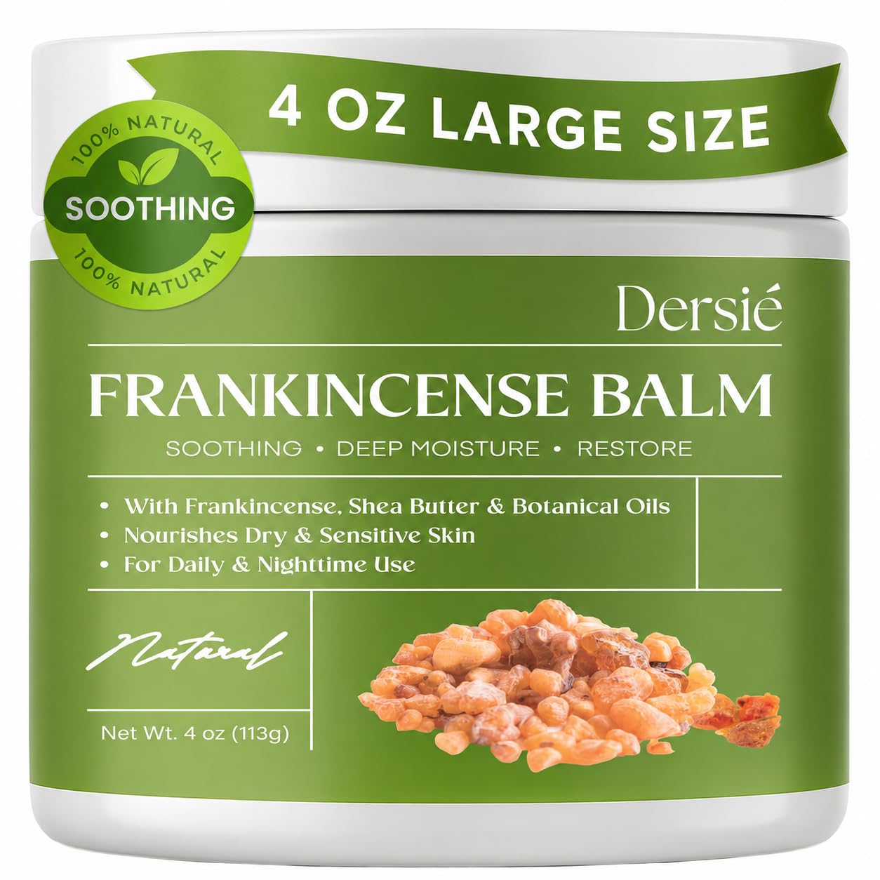 Dersie Frankincense Balm - 4 oz | Soothes Muscles & Joints, Supports Skin Renewal & Nourishment – All Natural Balm for Muscle, Joint & Foot Discomfort and Dry Skin, Infused with Frankincense Oil