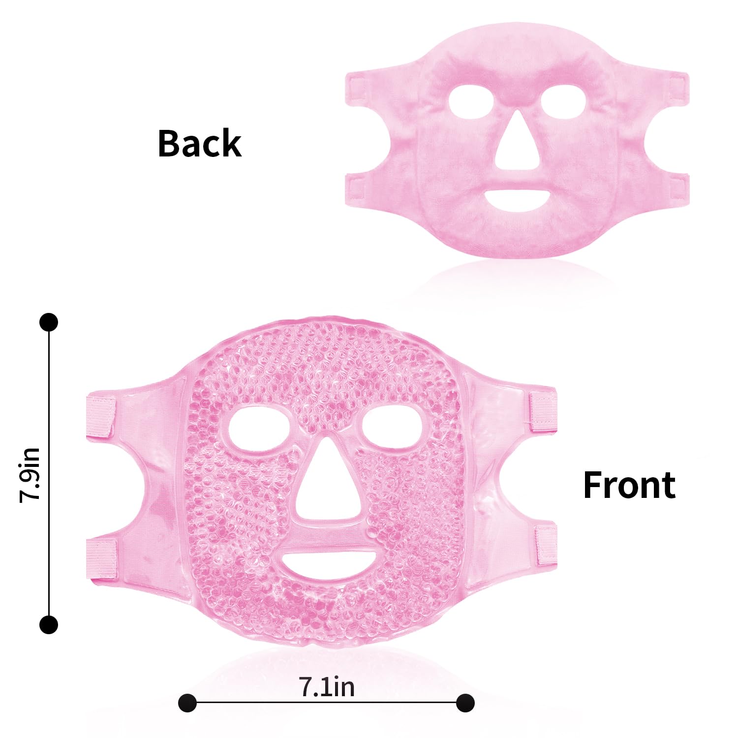 CONBELLA cold face eye masks used for skin treatment, showing a pair of gel masks for hot and cold therapy on a person's face.