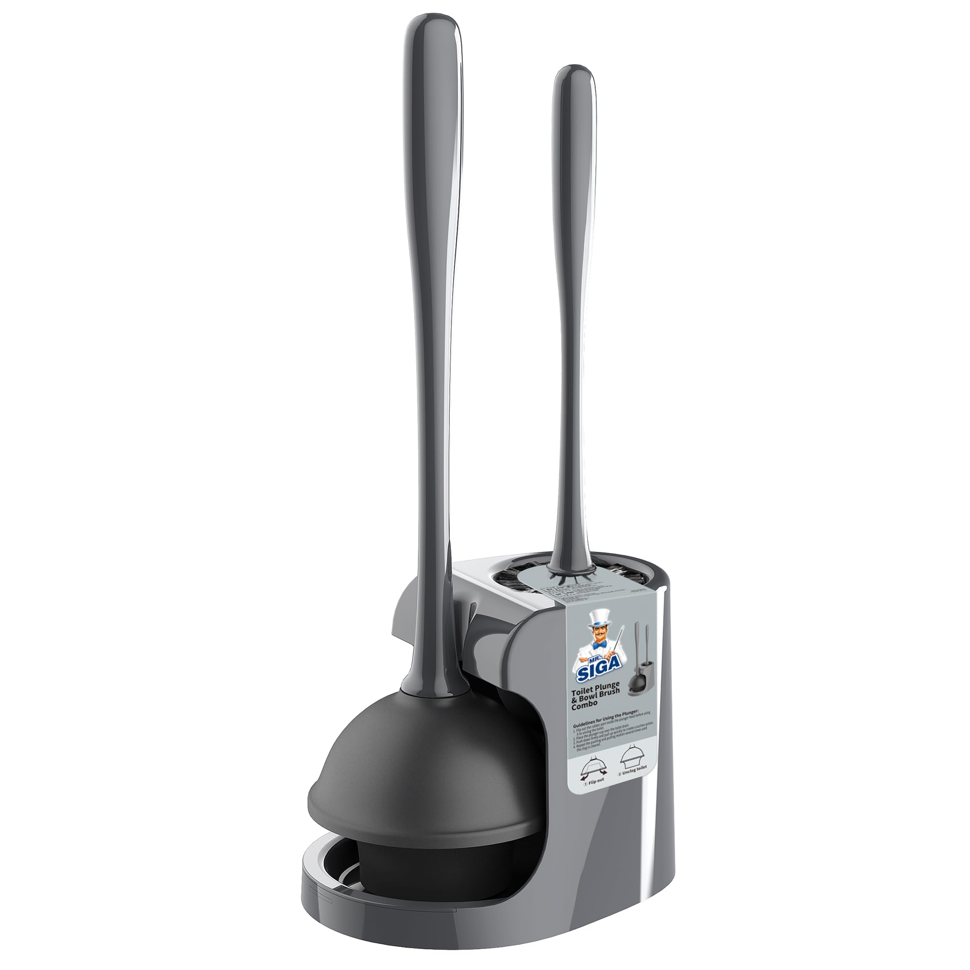 MR.SIGA Toilet Plunger and Bowl Brush Combo for Bathroom Cleaning - MR.SIGA Official Product View 8