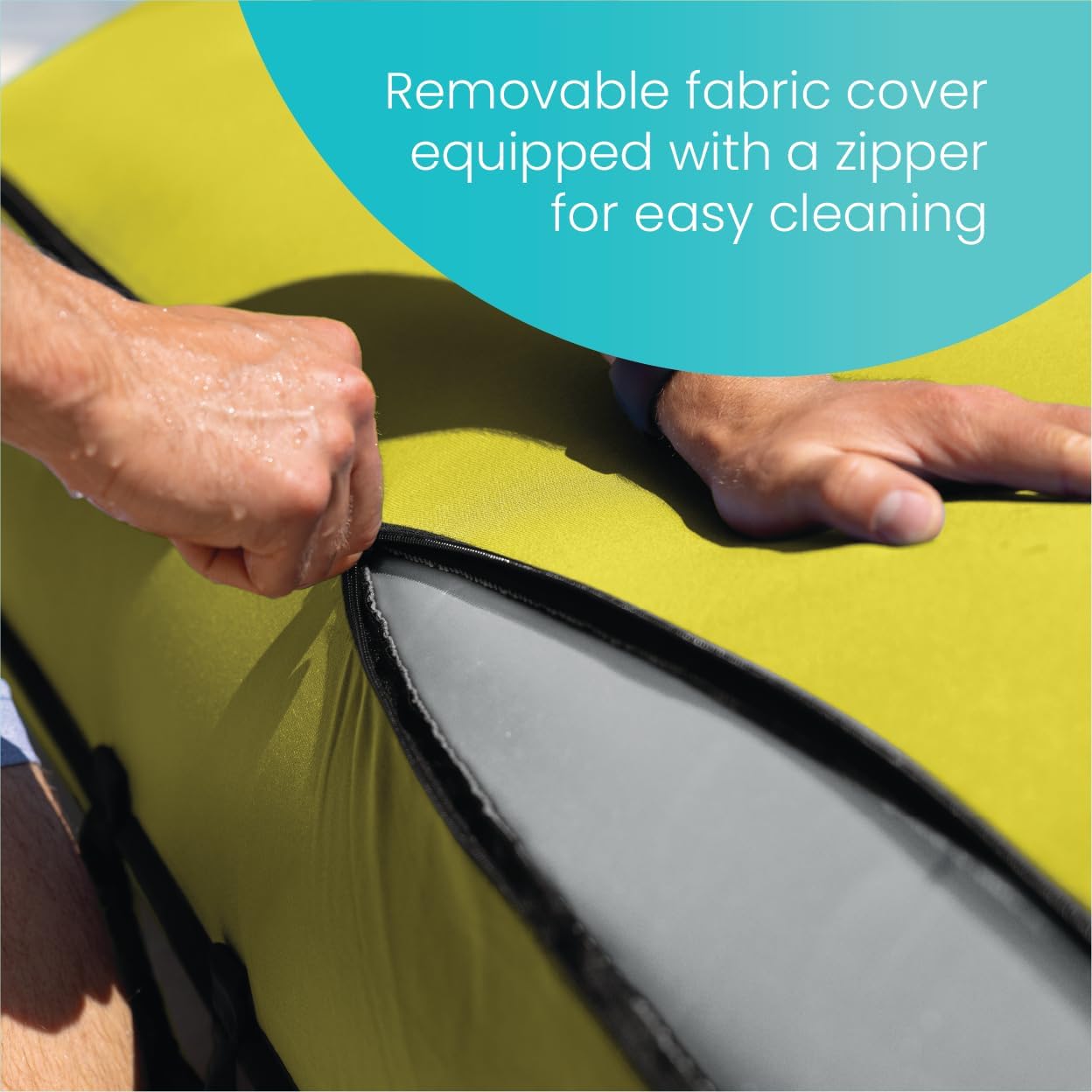 Elefair INTEX Luxe Lounge inflatable pool mat with removable fabric cover and two soft handles for comfortable relaxation.
