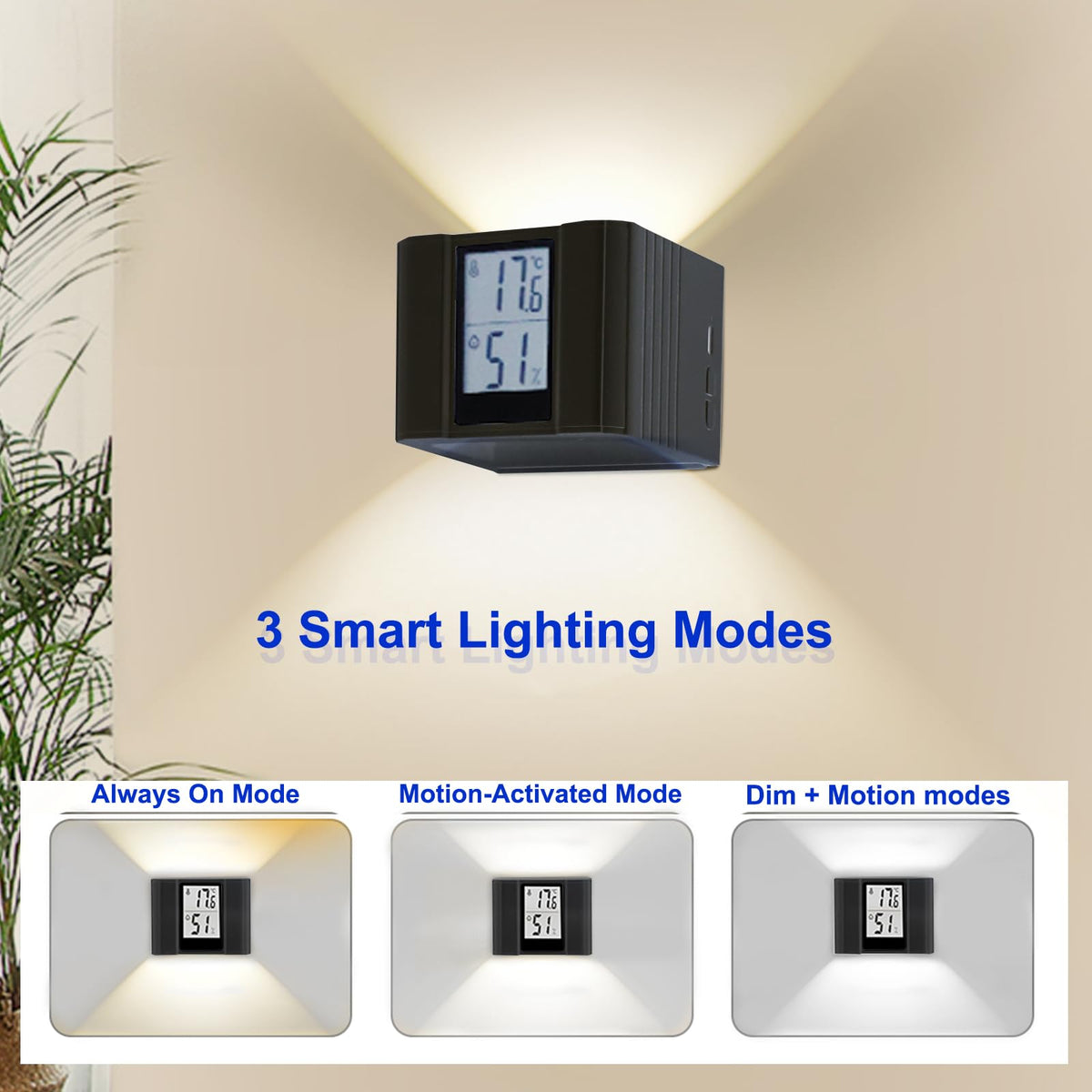 LED Wall Sconce Motion Activated Wall Lights with Real Time - NBWDY Official Imagery - 3
