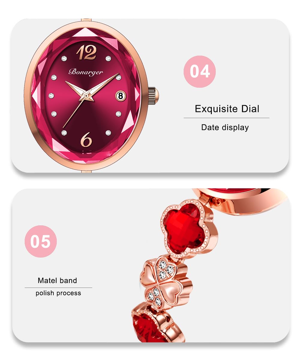 Gosasa Women s Vintage Oval Bracelet Watch Petal Link Quartz - Gosasa Official Imagery - 7