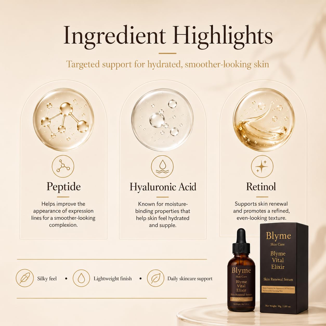 DFTLUUE Blyme Prime Elixir, with Peptide, Hyaluronic Acid and Retinol, Help - DFTLUUE Official Product View 4