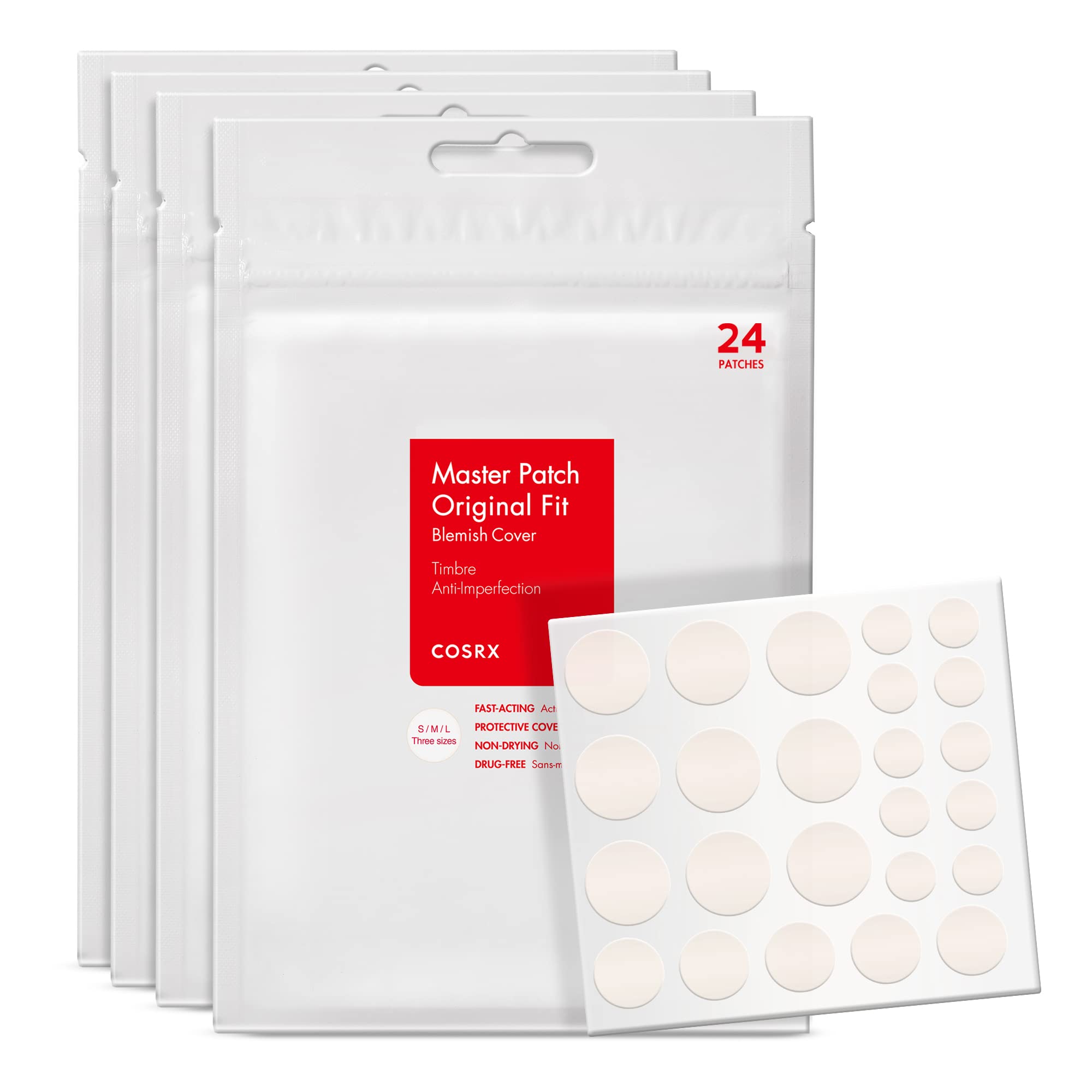 COSRX Acne Pimple Patches Absorbing Hydrocolloid Spot, 3 Size - COSRX