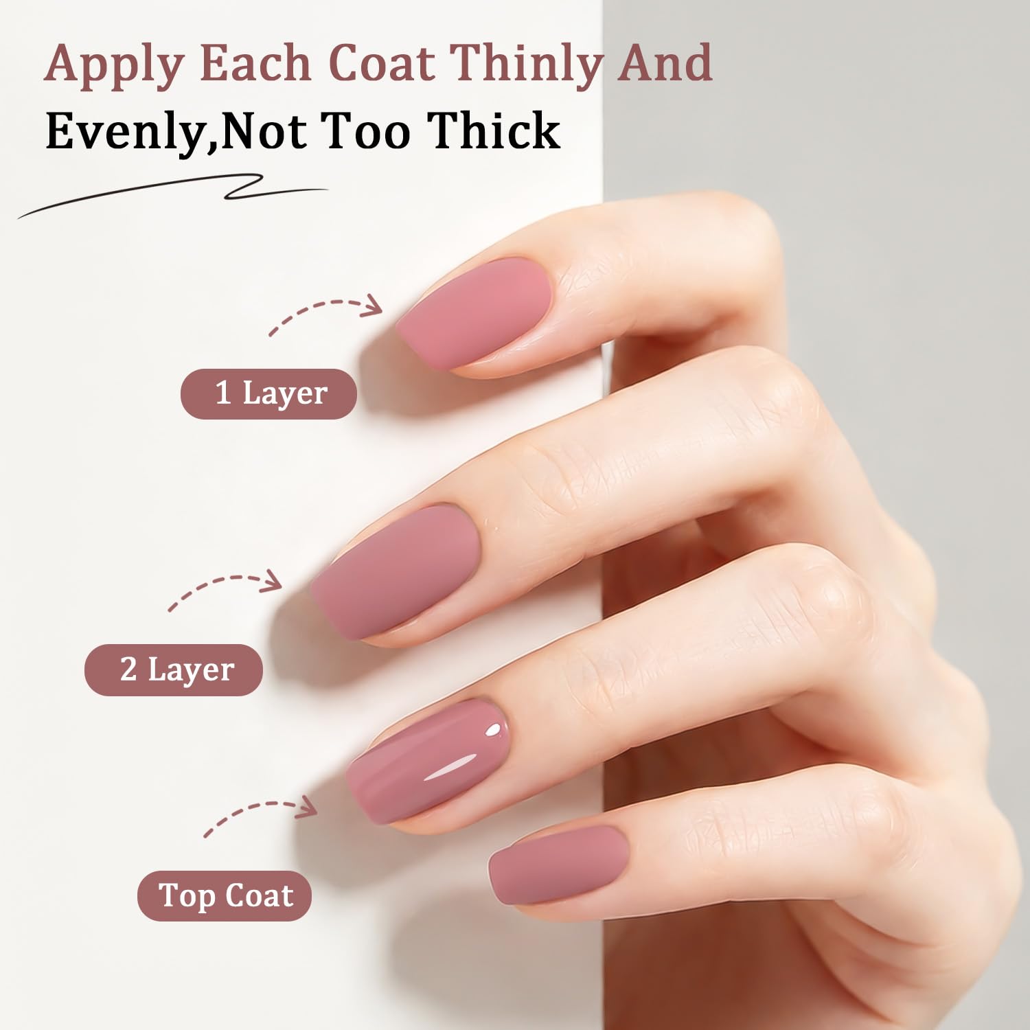 OpenLive Dusty Rose matte nail polish bottle with large volume and quick-drying formula, featuring a sleek design and vibrant color.