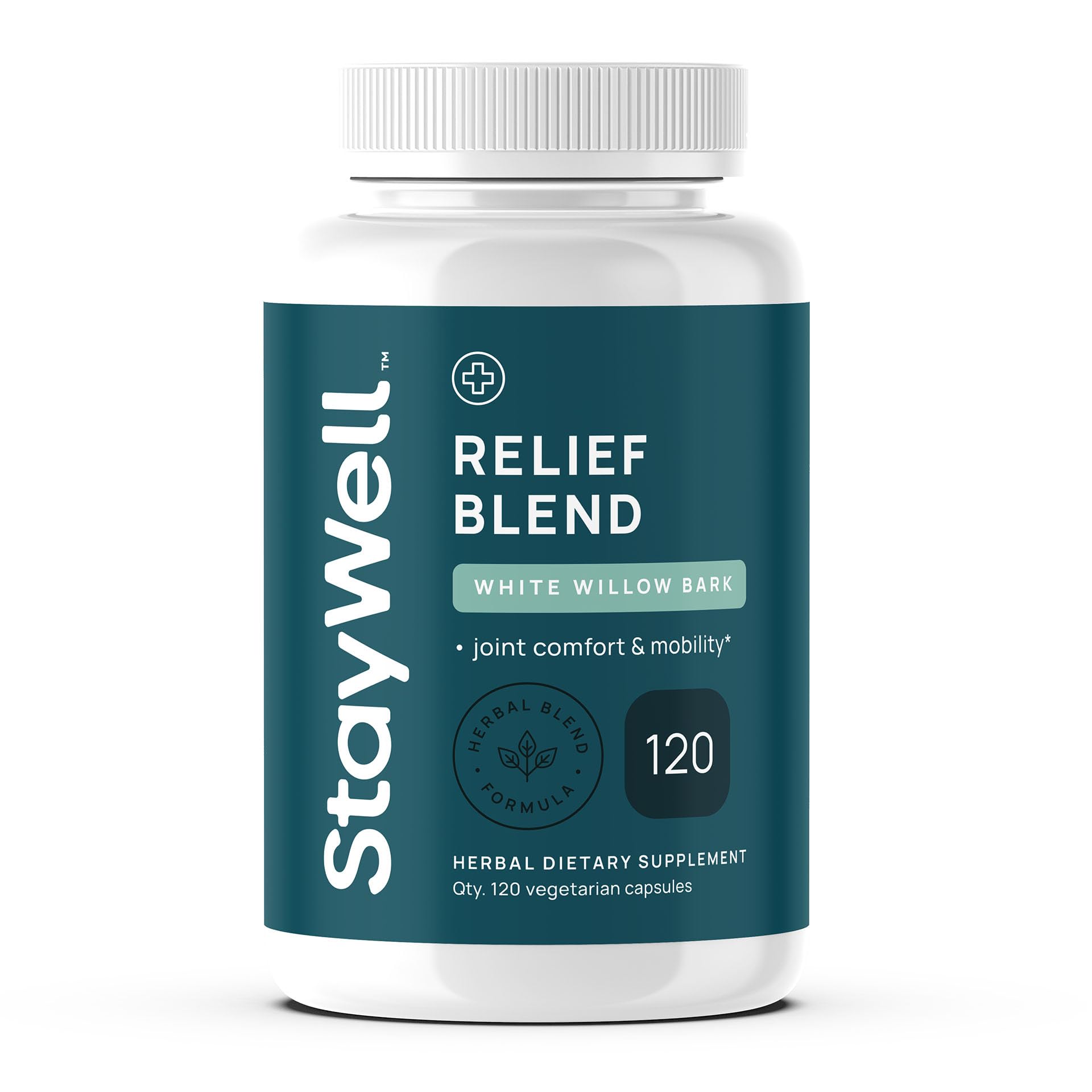 Stay-Well Naturals Pain Relief- White Willow Bark Extract, Devil's Claw, Turmeric, Boswellia, Bromelain and Ginger Premium Extract Blend- 120ct