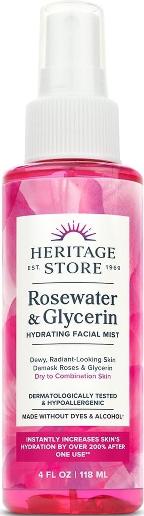HERITAGE STORE Rosewater &amp; Glycerin Facial Mist, 8 fl oz - HERITAGE