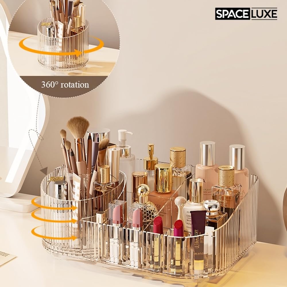 Large Makeup Organizer with Drawers 360 Rotating Brush - SpaceLuxe Official Imagery - 7