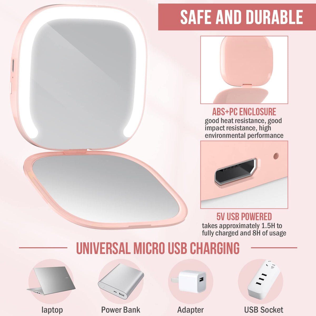Bright Compact Mirror with Durable Rechargeable 1X 3X - MY BEAUTY LIGHT Official Imagery - 6