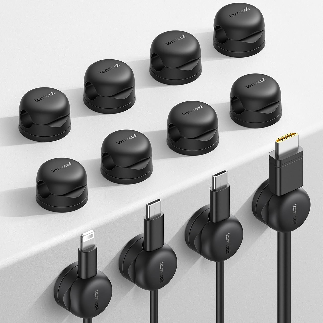 Lamicall 6 Pack Rotatable Cord Organizer, 1s Lock Spring Cable Holder Clips - Lamicall Official Product View 10
