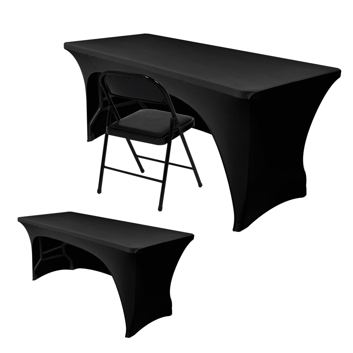 Nasitos 2 Pack Black Table Cloth 6 Foot Spandex Fitted - Nasitos Official Imagery - 1