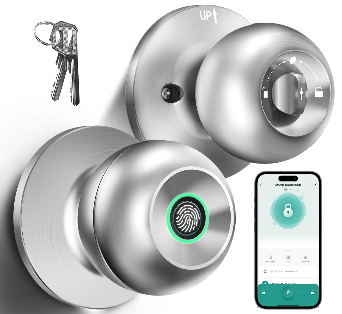 KLLOQUE Fingerprint Door Lock, Smart Fingerprint Door Knob with L - KLLOQUE Official Product View 9