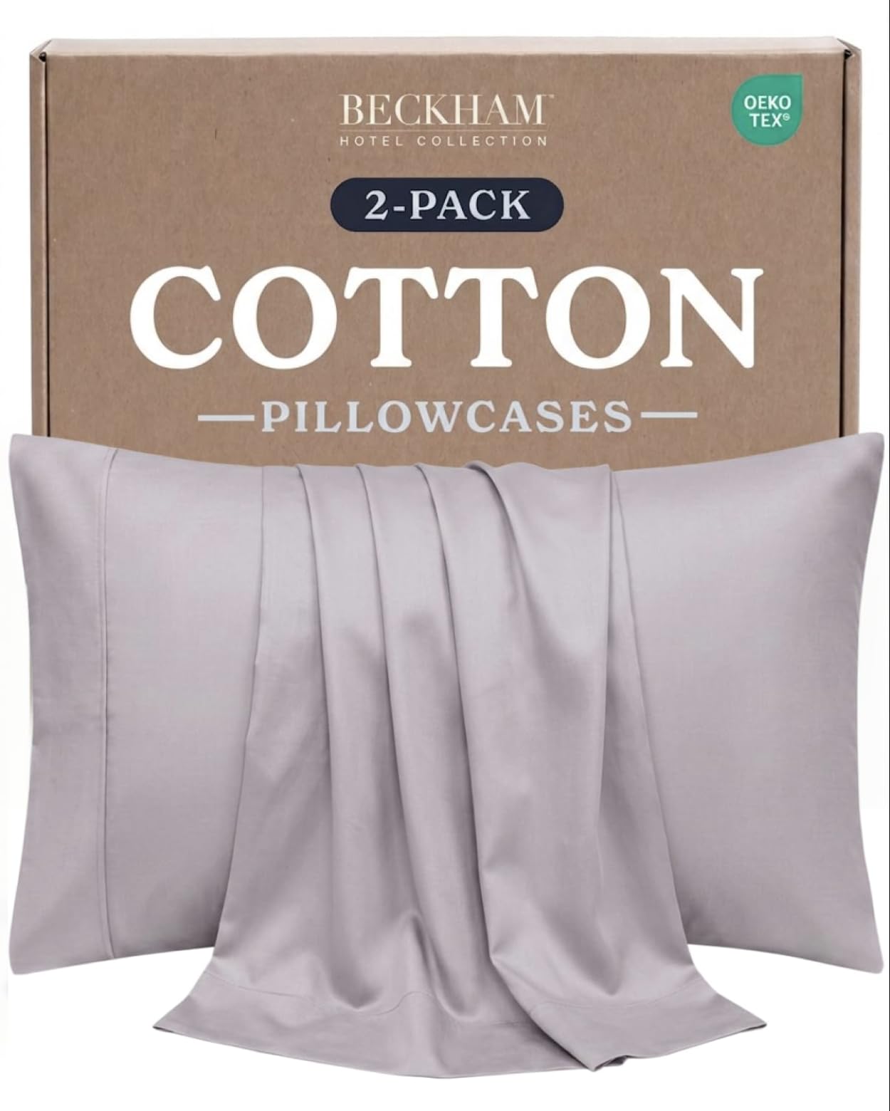 Beckham Hotel Collection Pillowcases King Size Set of 2, Cool - Product Imagery
