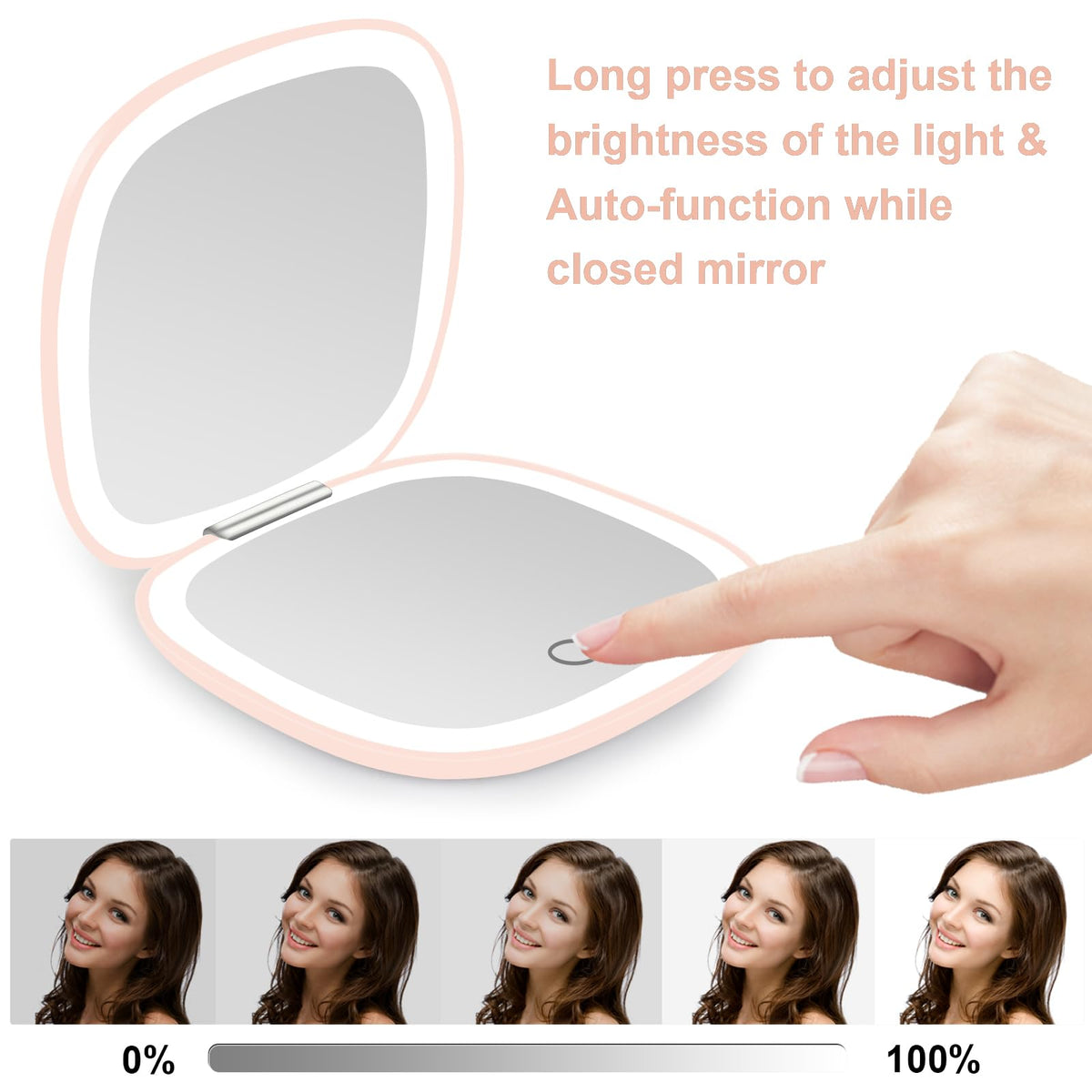 Compact Mirror Lighted Travel Makeup Mirror with 1X 10X - deweisn Official Imagery - 6