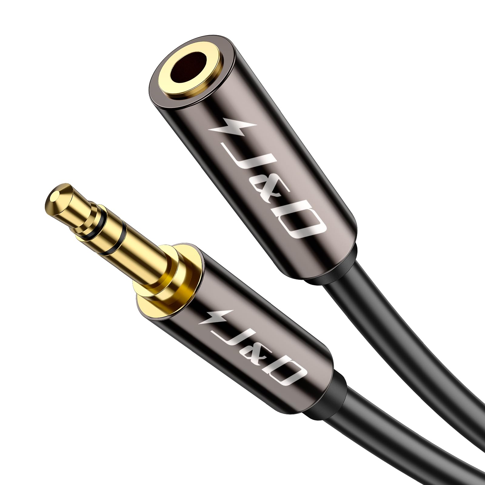 J&D 3.5mm Auxiliary Audio Extension Cable, Gold Plated Copper She by J&D - Angle View 2