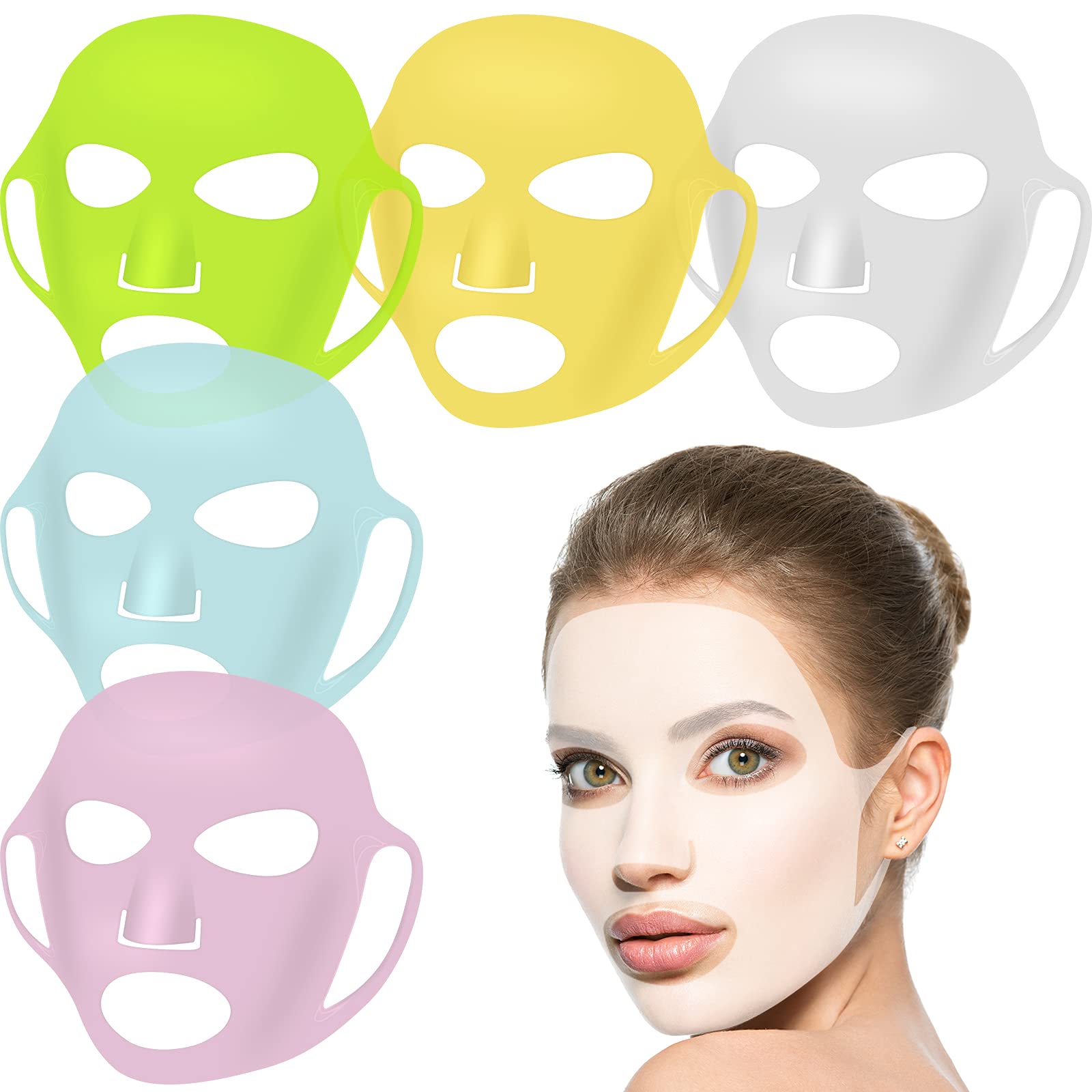 Maitys 5 Pcs Reusable Silicone Face Mask Cover for Sheet Mask, - Maitys