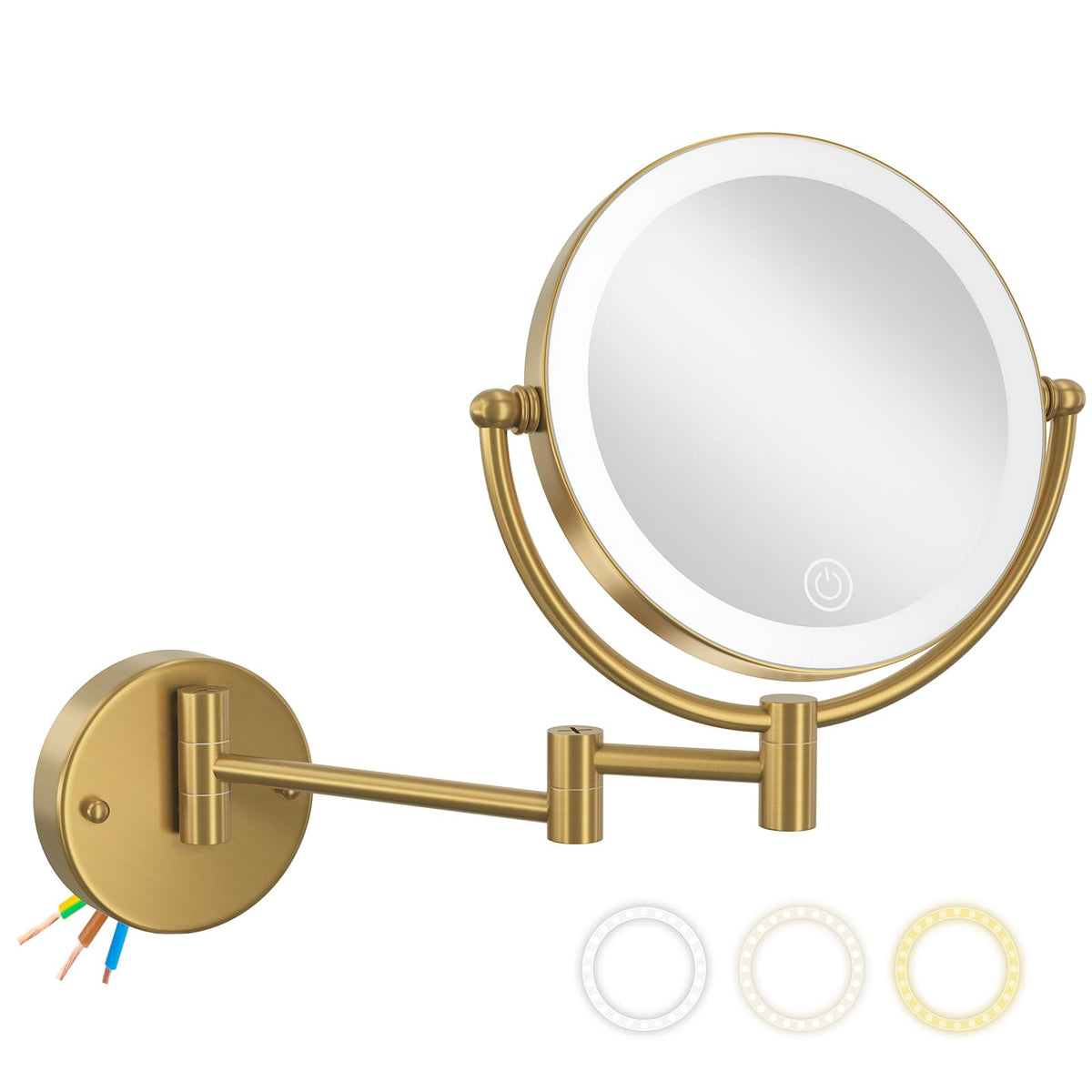 8 Magnifying Makeup Mirror Wall Mounted with Lights Brushed - LEDOOLE Official Imagery - 1