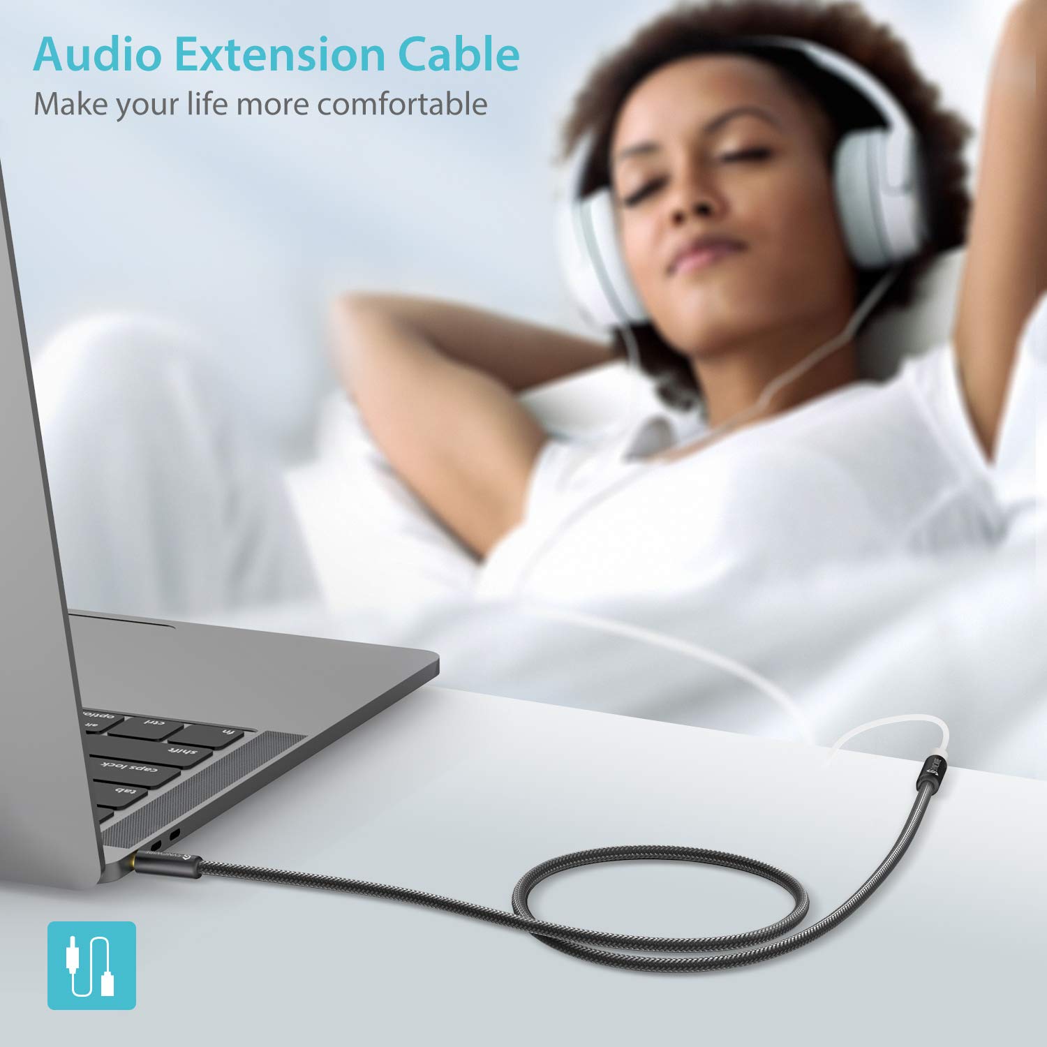 Syncwire 3.5mm Male to Female Stereo Audio Extension Cable     Ny by SYNCWIRE - Angle View 8