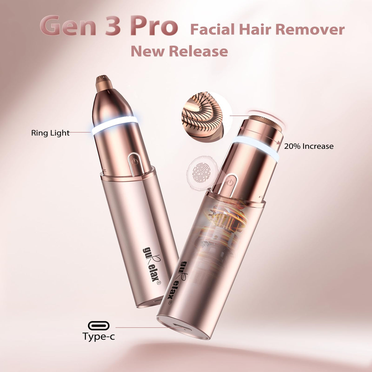 Gurelax Eyebrow Facial Trimmer 2 in 1 Electric Facial Hair - gurelax Official Imagery - 6