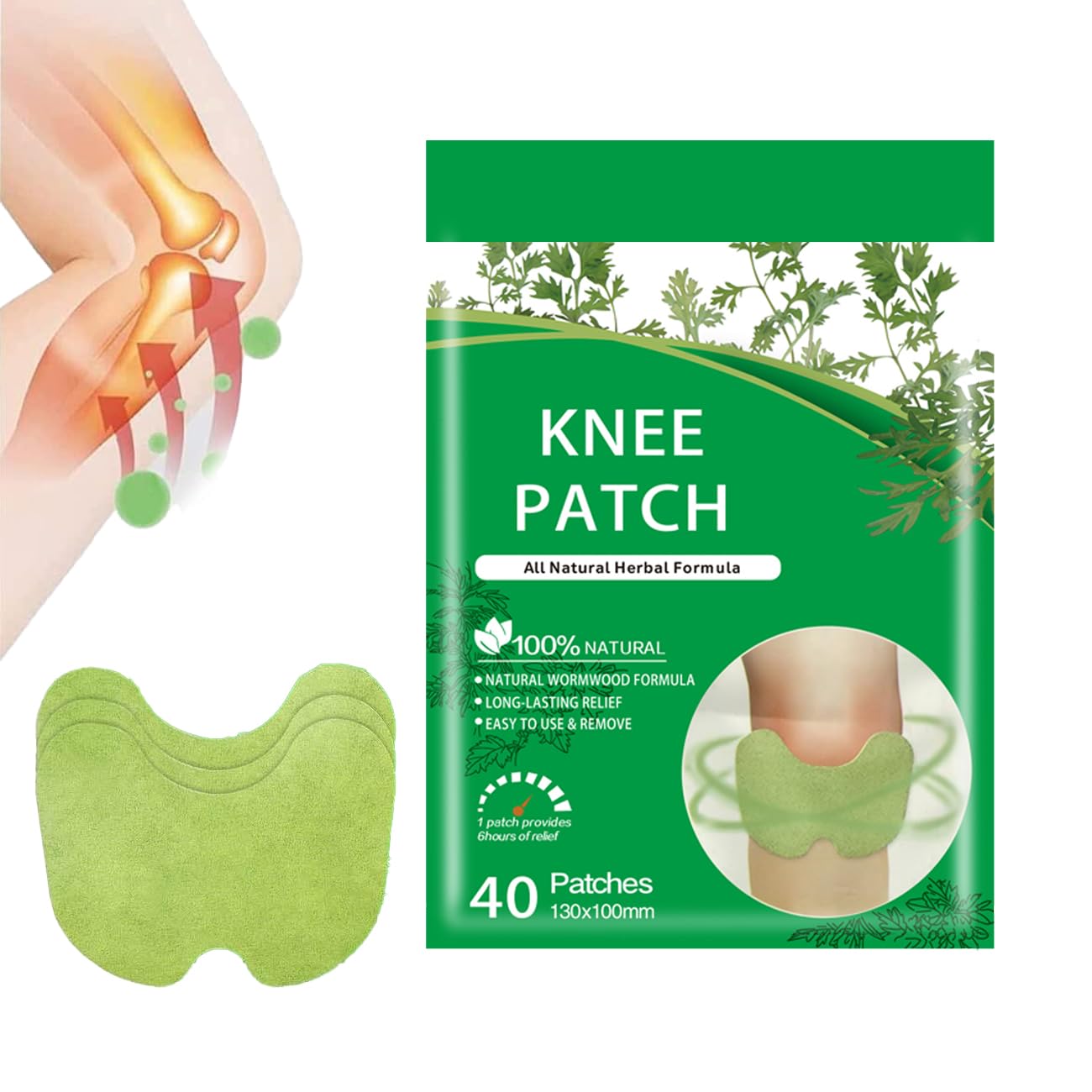 Sufiibtly Mugwort Herbal Knee Joint Relief Patches 40pc