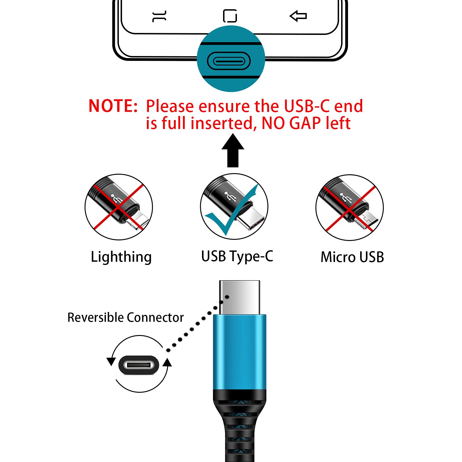 ABCPOW 2-Pack 6ft USB-C Fast Charging Cable Nylon Braided