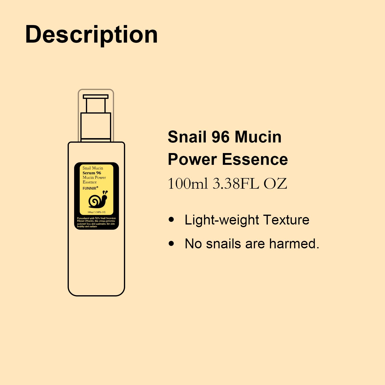 BabyFaceDiary FUNNIR Snail Mucin 96% Essence , Hydrating Serum for Face with - BabyFaceDiary Official Product View 3
