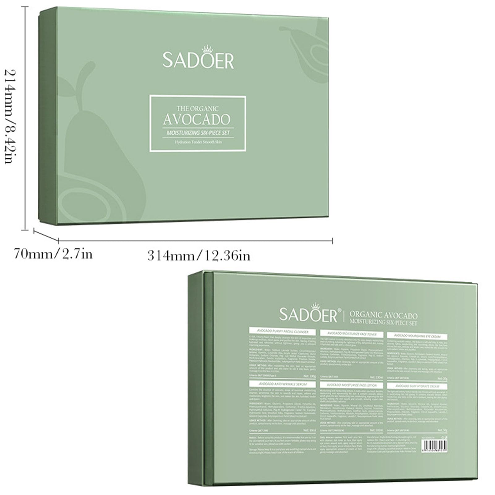 Avocado Skincare Sets, 6Pcs Skincare Gift Set with Facial - Etuanxi