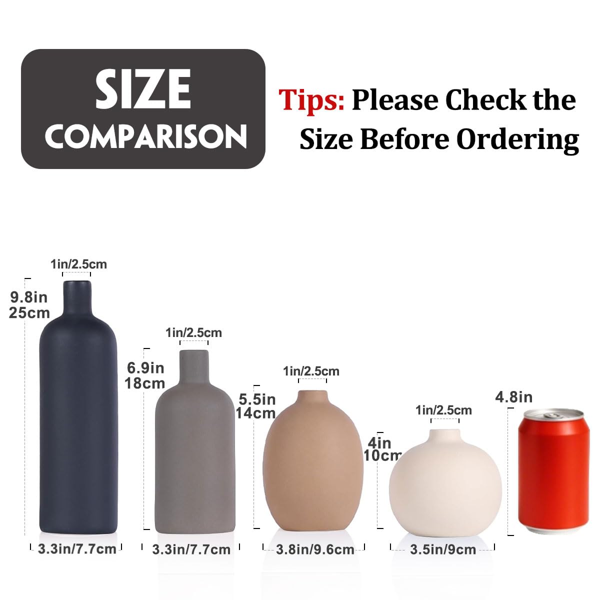 Ceramic Vase Set of 4 Modern Vases Home Decor Neutral - QIANLING Official Imagery - 3