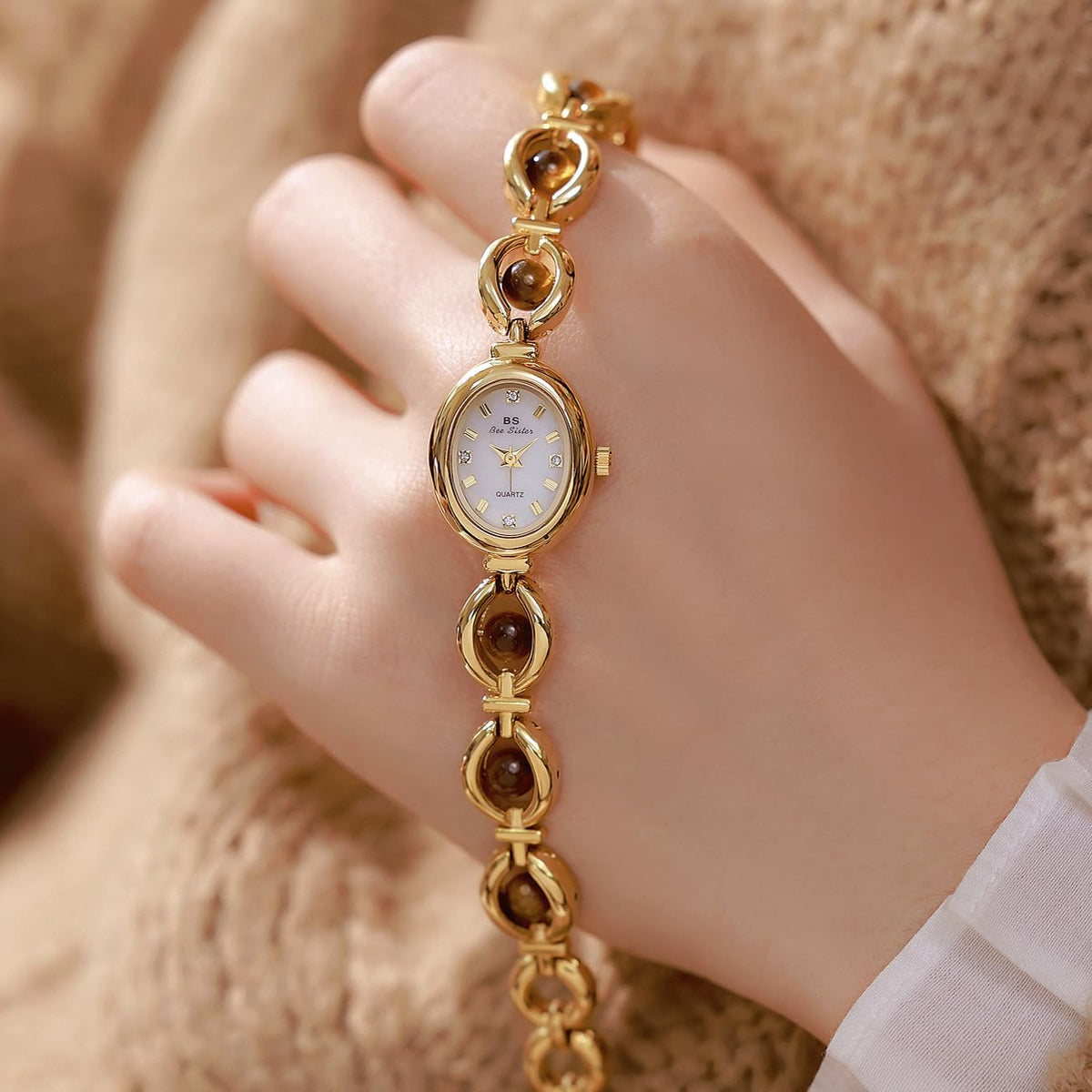 Gosasa Elegant Pearl Watch for Women Dainty Oval Bracelet - Gosasa Official Imagery - 5