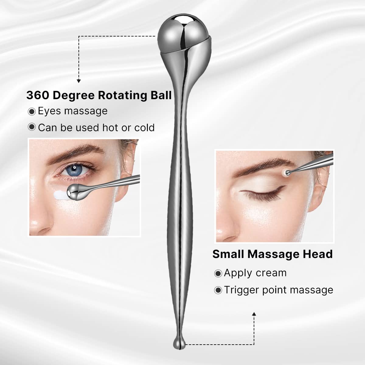QooWo Eye Roller, Facial Roller Massager - Reduces Puffiness & Dark Circles & Coo - QooWo Official Product View 2