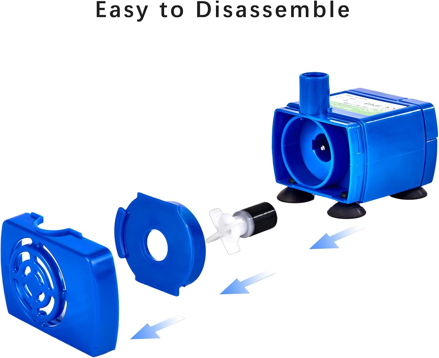 Monsin cat water fountain pump with DR-DC160 motor for round, cubic, and flower cap pet water fountains, replacement pump for continuous flow.