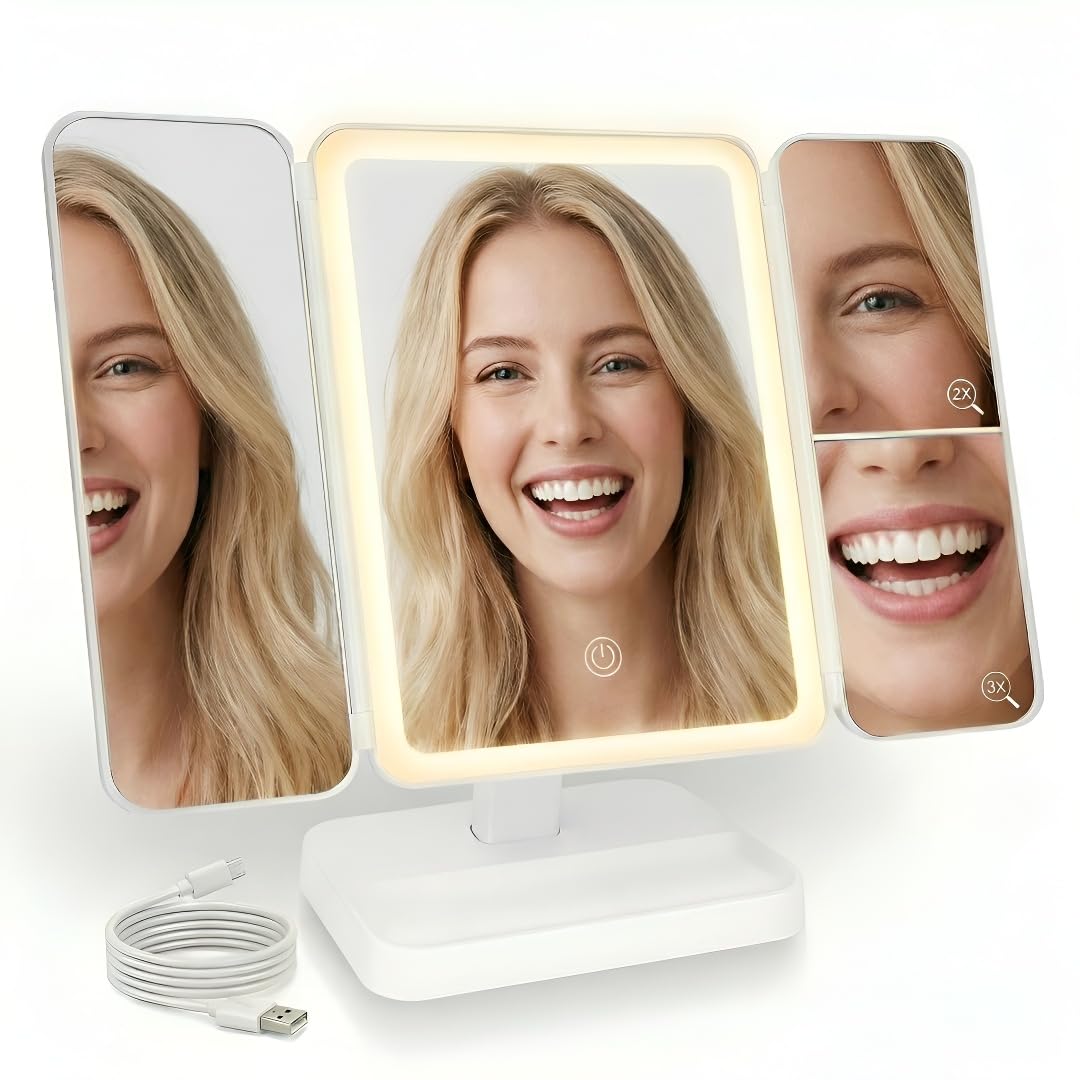 2026 Newly Upgraded Three Sided Folding Makeup Mirror - Premium Selection Official Imagery - 1