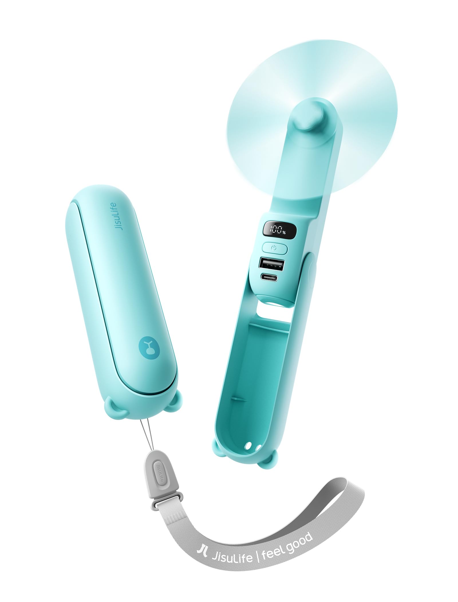 JISULIFE Portable Handheld Fan, 3 In 1-Fan, Power Bank, Flashlight, Br - View 9