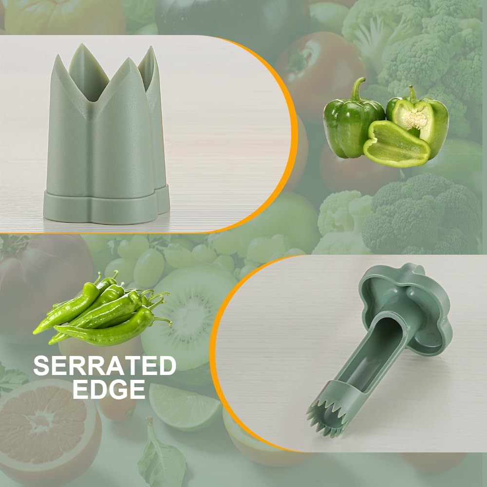 ZiTour Pepper Seed Corer Remover, 2024 New 2 in 1 Bell Pepper Cutter P - View 5