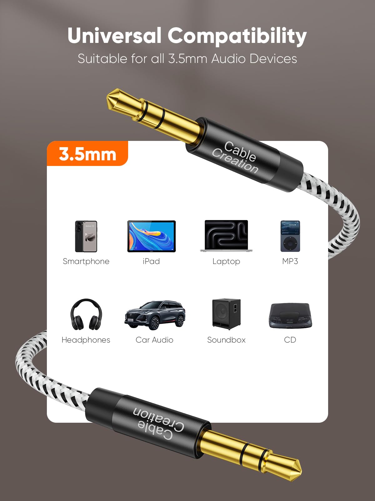 CableCreation Long Aux Cord  , 3.5mm Audio Cable Headphone Cord by CableCreation - Angle View 6