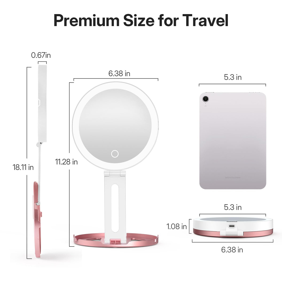 LitBear Travel Makeup Mirror with Lights 10X 1X Foldable - LitBear Official Imagery - 3
