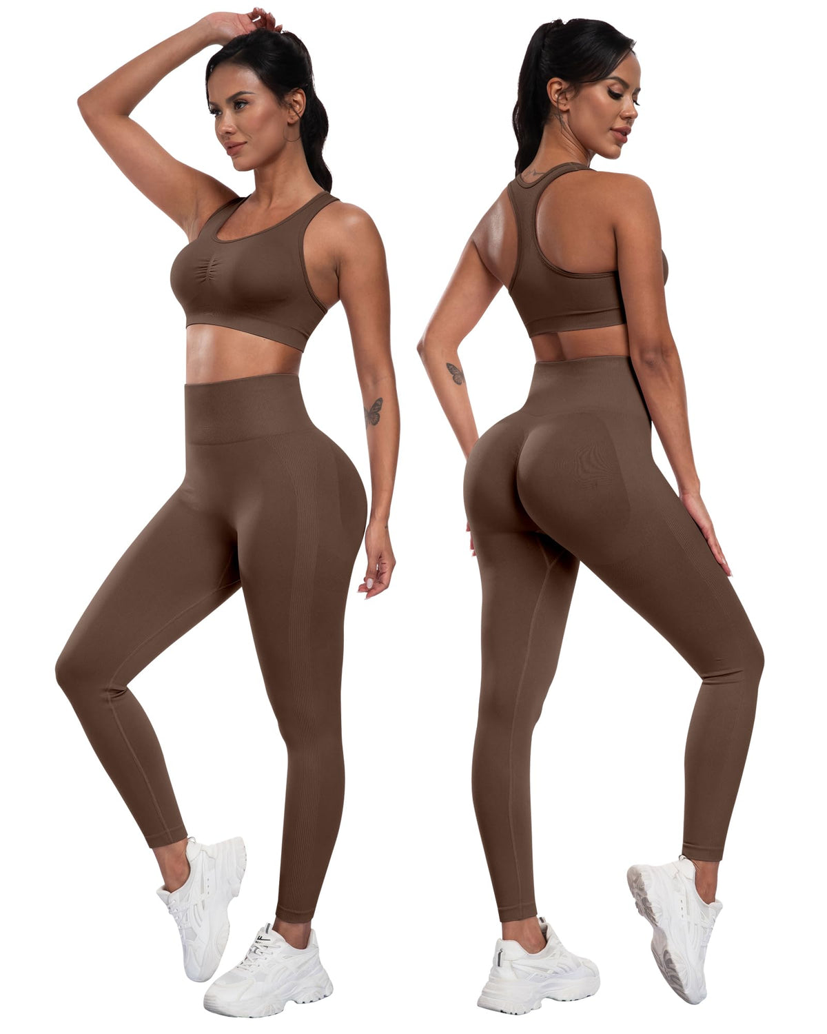 3 Piece Workout Sets for Women Butt Lifting Leggings with - SALSPOR Official Imagery - 4