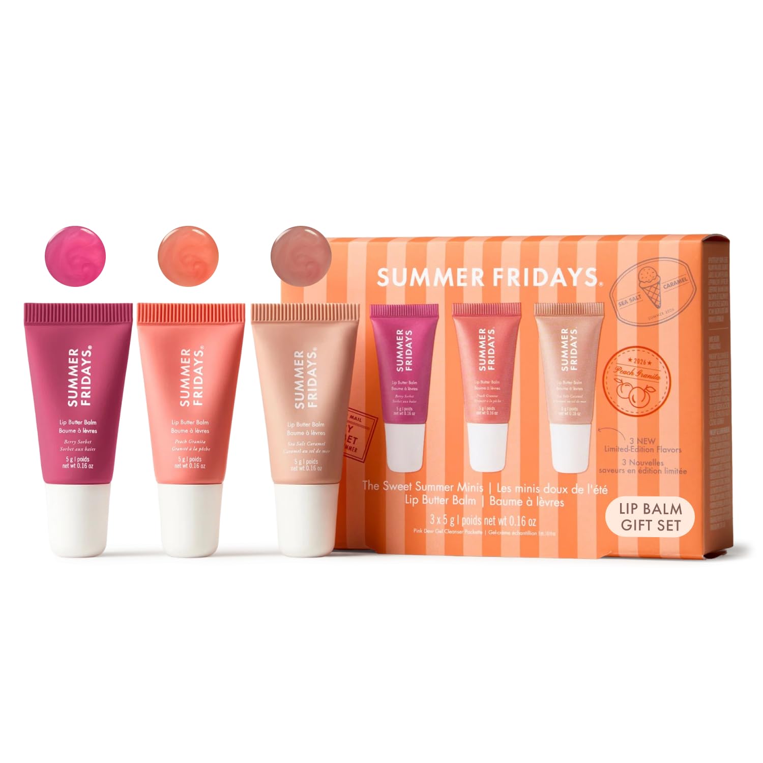 Summer Fridays Sweet Summer Minis Lip Balm Trio (0.35 Oz, 3 Ct) - Product Imagery