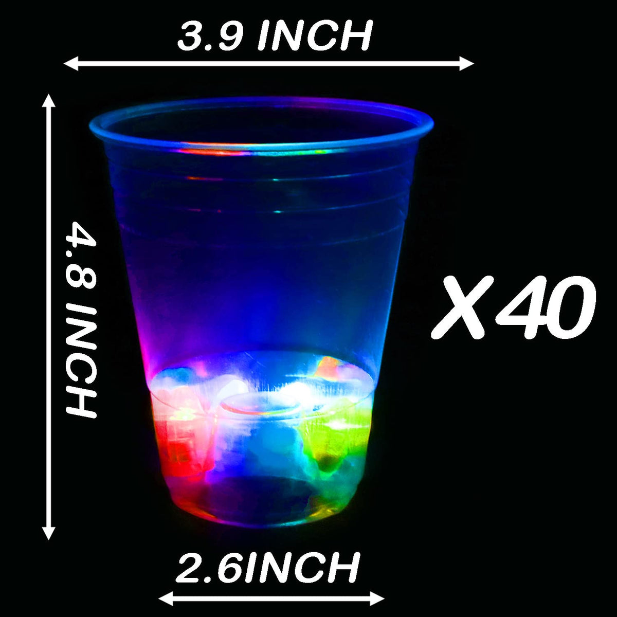 40 Pcs Glowing Party Cups 16oz Plastic Light Up Cups with - LLKMDSS Official Imagery - 3