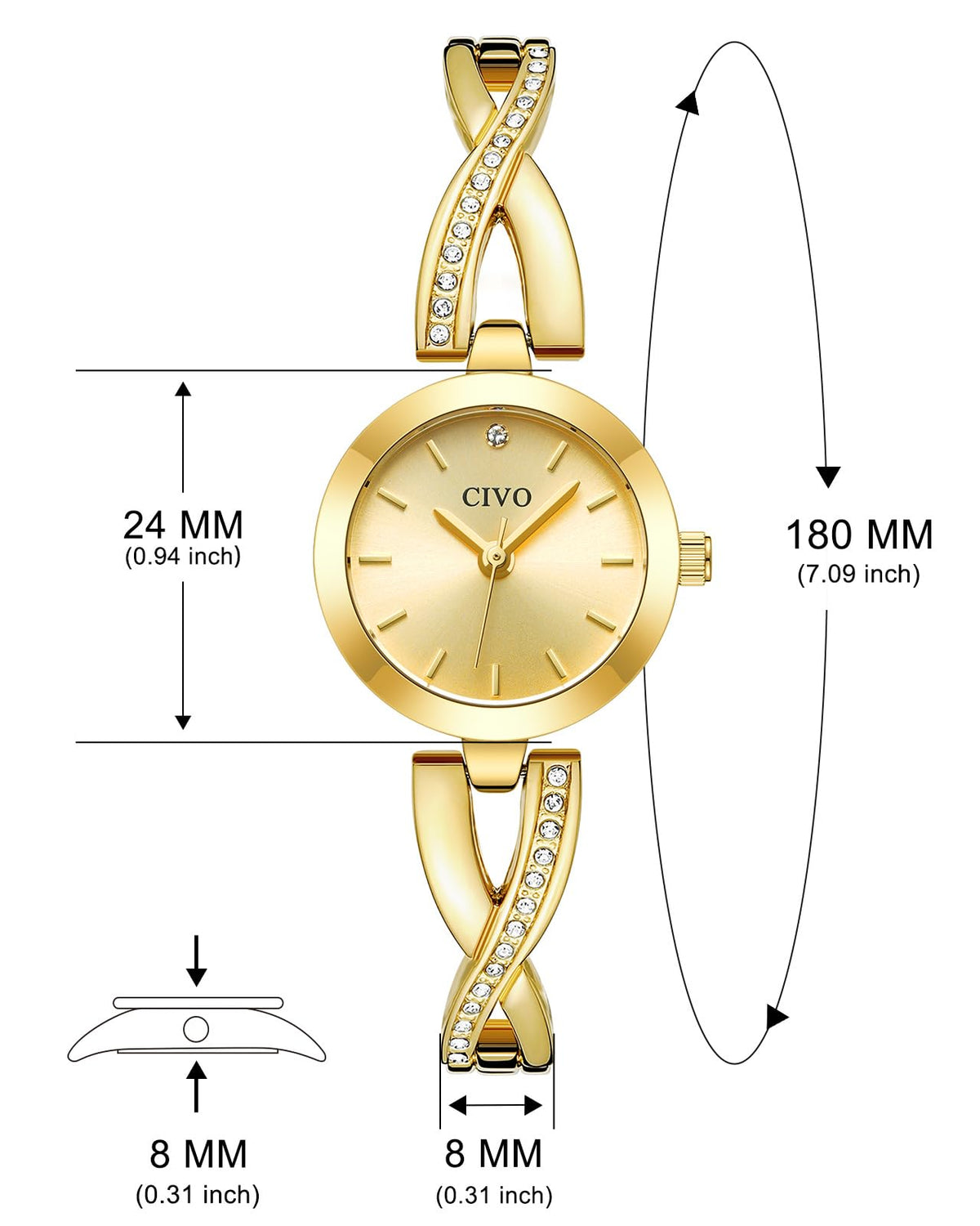 CIVO Gold Bracelet Watches for Women Dainty Jewelry Inspired - CIVO Official Imagery - 8